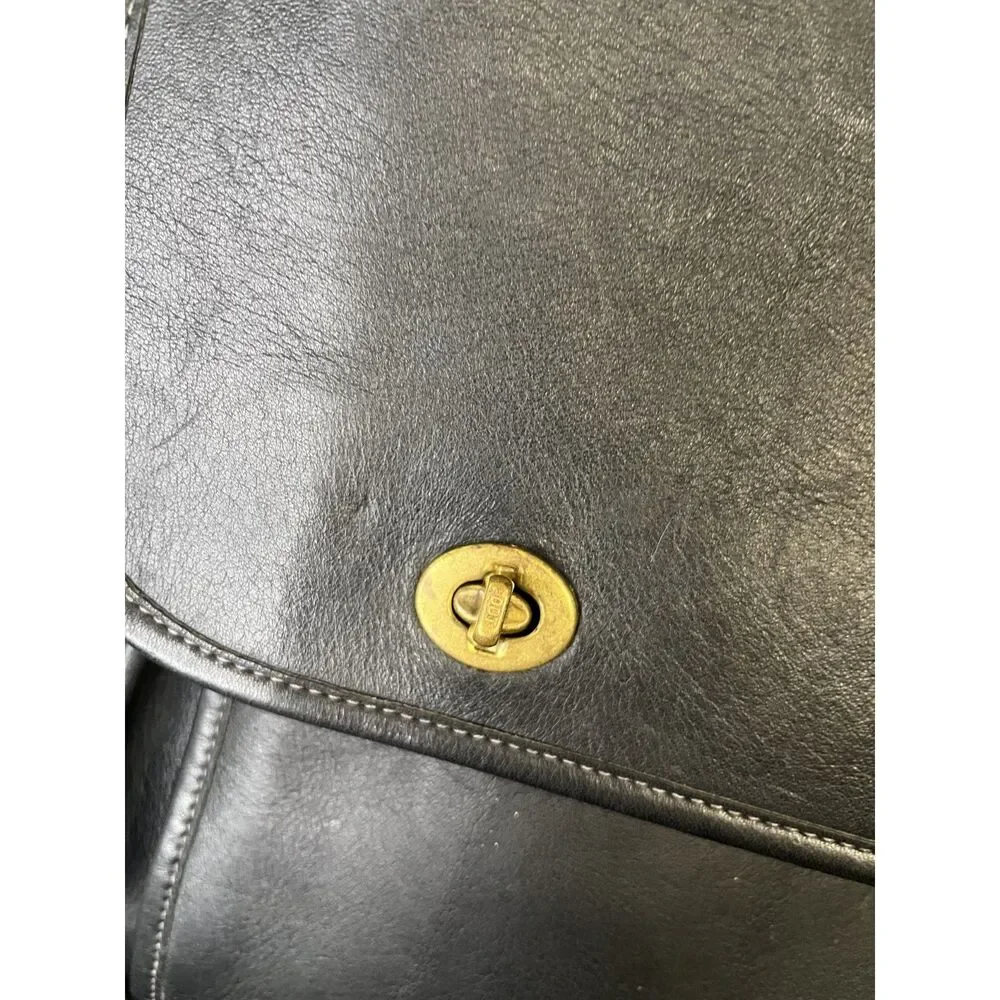 Vintage Laura USA Black Leather Briefcase Laptop Bag Work Satchel